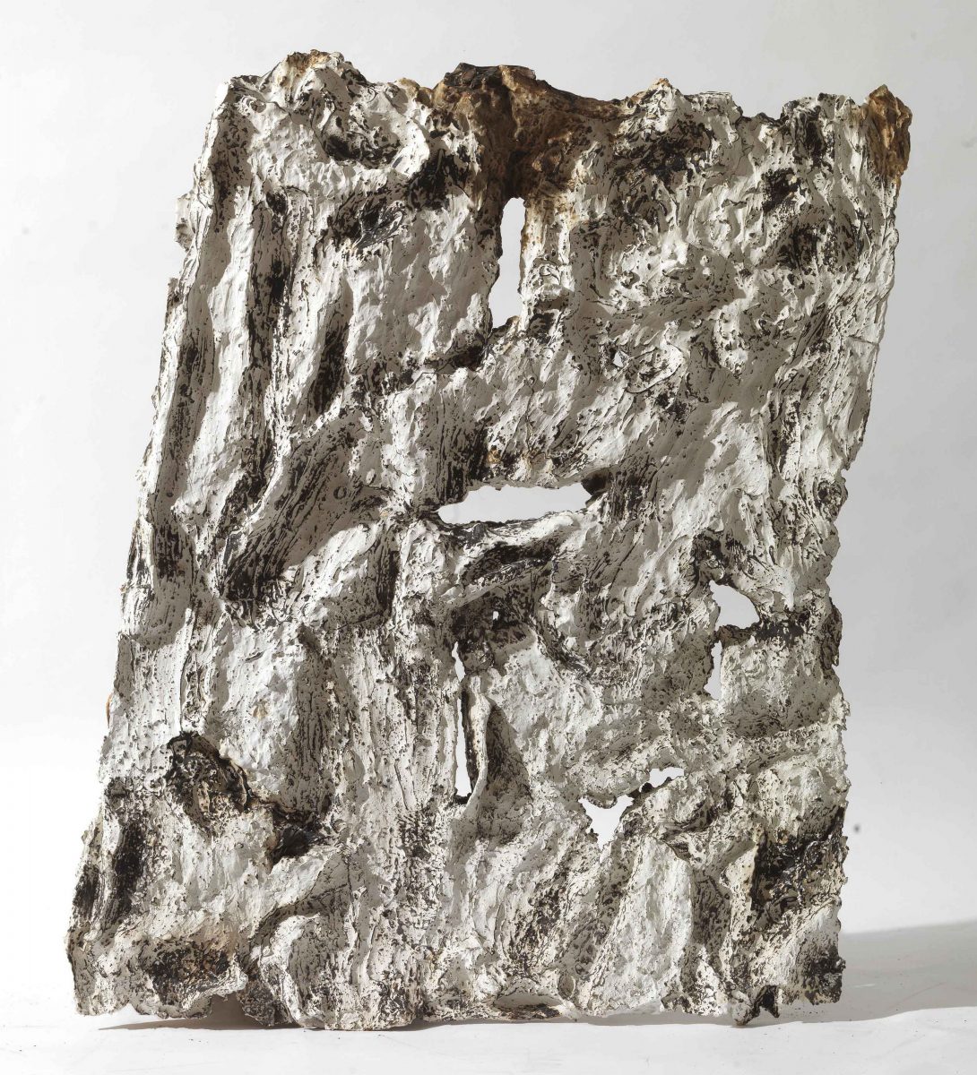 Mixed Media: burned white cement-  -resins . Dimensions 80X60