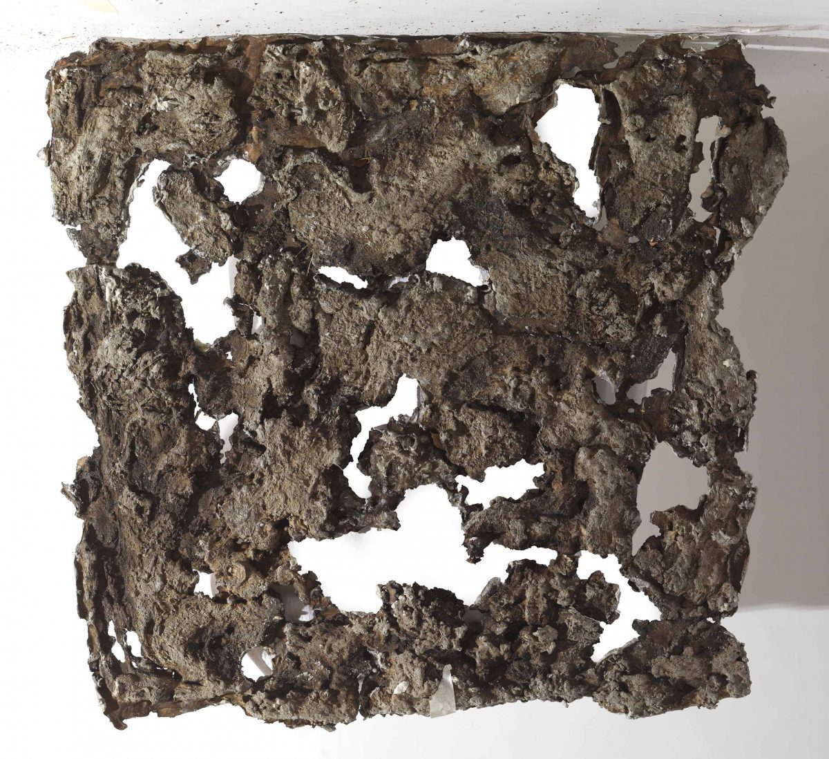 Mixed Media: burned  grey cement -resins. Dimensions 50X50