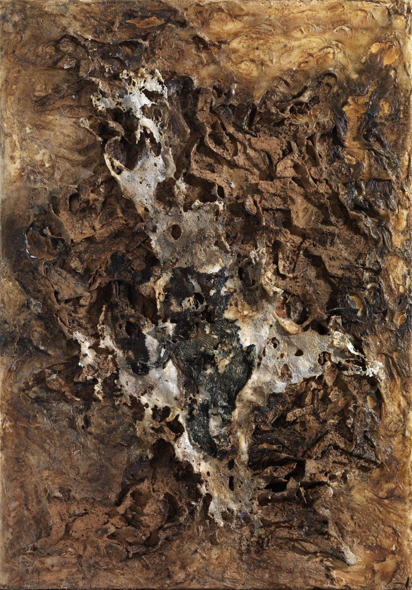 Mixed Media on canvas. Burned materials- resins -plastic -  earth and  cement. Dimensions:  70X100