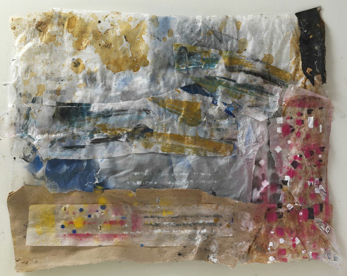 Acrylic painting on  rice paper and collage.Dimensions 34x45